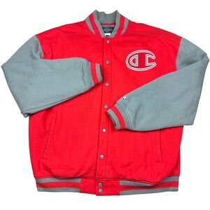 Vintage Champion Varsity Letterman Jacket Red Quilted Bomber Mens 4XL Big Tall